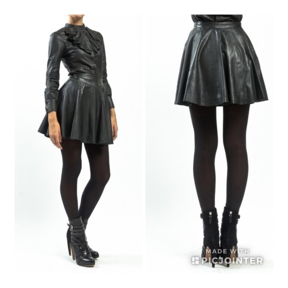 MUUBAA 100% Lamb Leather Mini Skirt